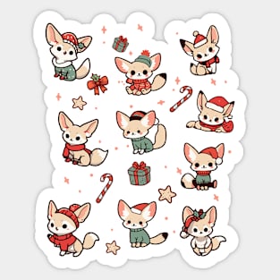 Festive Fennec Foxes - Cute Christmas Pattern Sticker